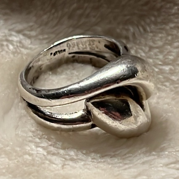🩶 VINTAGE WEIGHTED INSCRIBED STERLING SILVER KNOT RING Women’s Size 5 - Picture 6 of 15